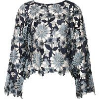 Floral bestickte Guipure-Spitzenbluse