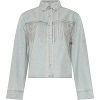 Denim-Bluse mit Strassfransen
