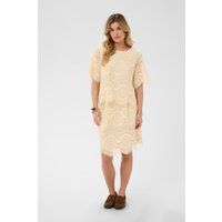 Gerade geschnittenes Spitzenkleid mit Lochmuster