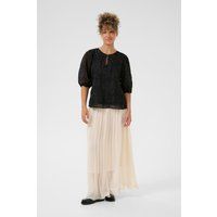 Bestickte transparente Bluse mit Puffärmeln