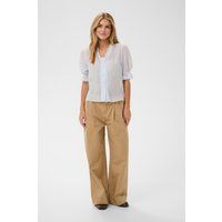 Bluse mit Wellensaum und Puffärmeln