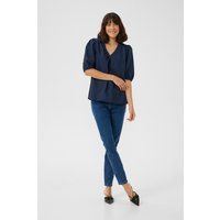 Bluse mit V-Ausschnitt und Puffärmeln