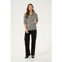 Leopard-Print-Bluse mit Ellenbogenärmeln