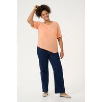 Pfirsichfarbene Bluse mit V-Ausschnitt