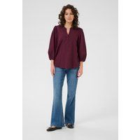 Lockere Lochstickerei-Bluse mit V-Ausschnitt