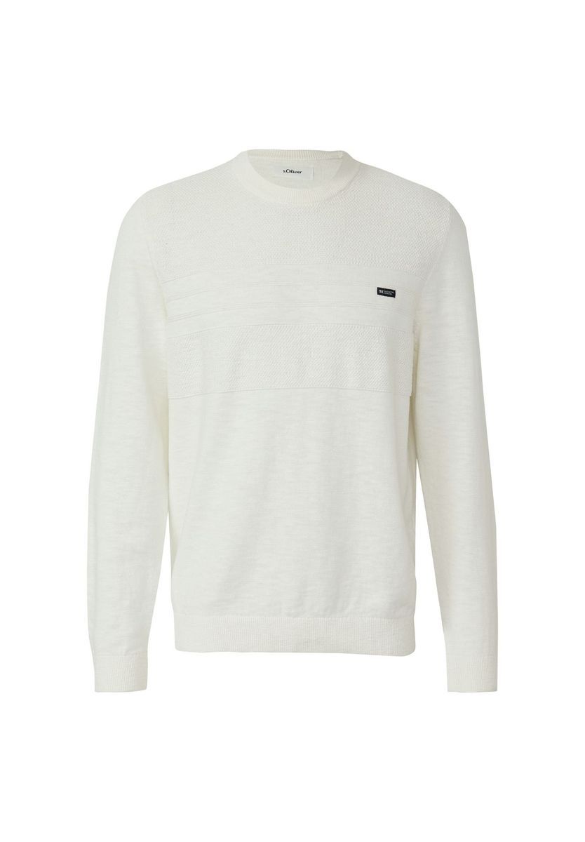 Strukturierter Baumwoll-Strickpullover mit Rundhalsausschnitt