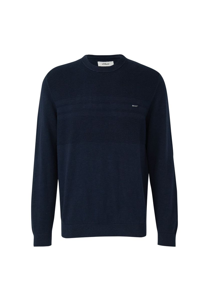 Marineblauer Strickpullover aus Baumwollmischung