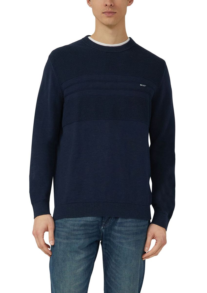 Marineblauer Strickpullover aus Baumwollmischung