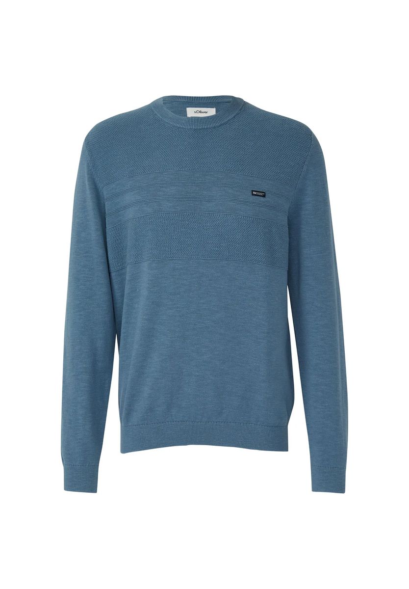 Marineblauer Strickpullover aus Baumwollmischung