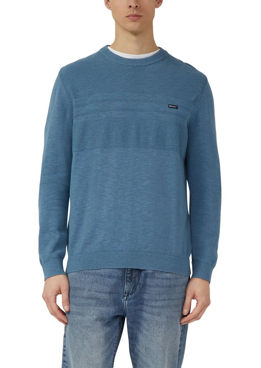 Marineblauer Strickpullover aus Baumwollmischung