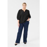 Bluse mit Schlitz-Ausschnitt und Ballonärmeln