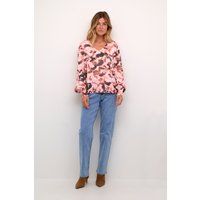 V-Ausschnitt Top mit verschwommenem Print