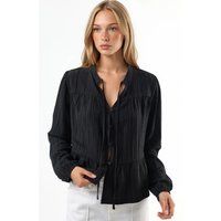 Langärmlige Crinkle-Bluse im Boho-Stil