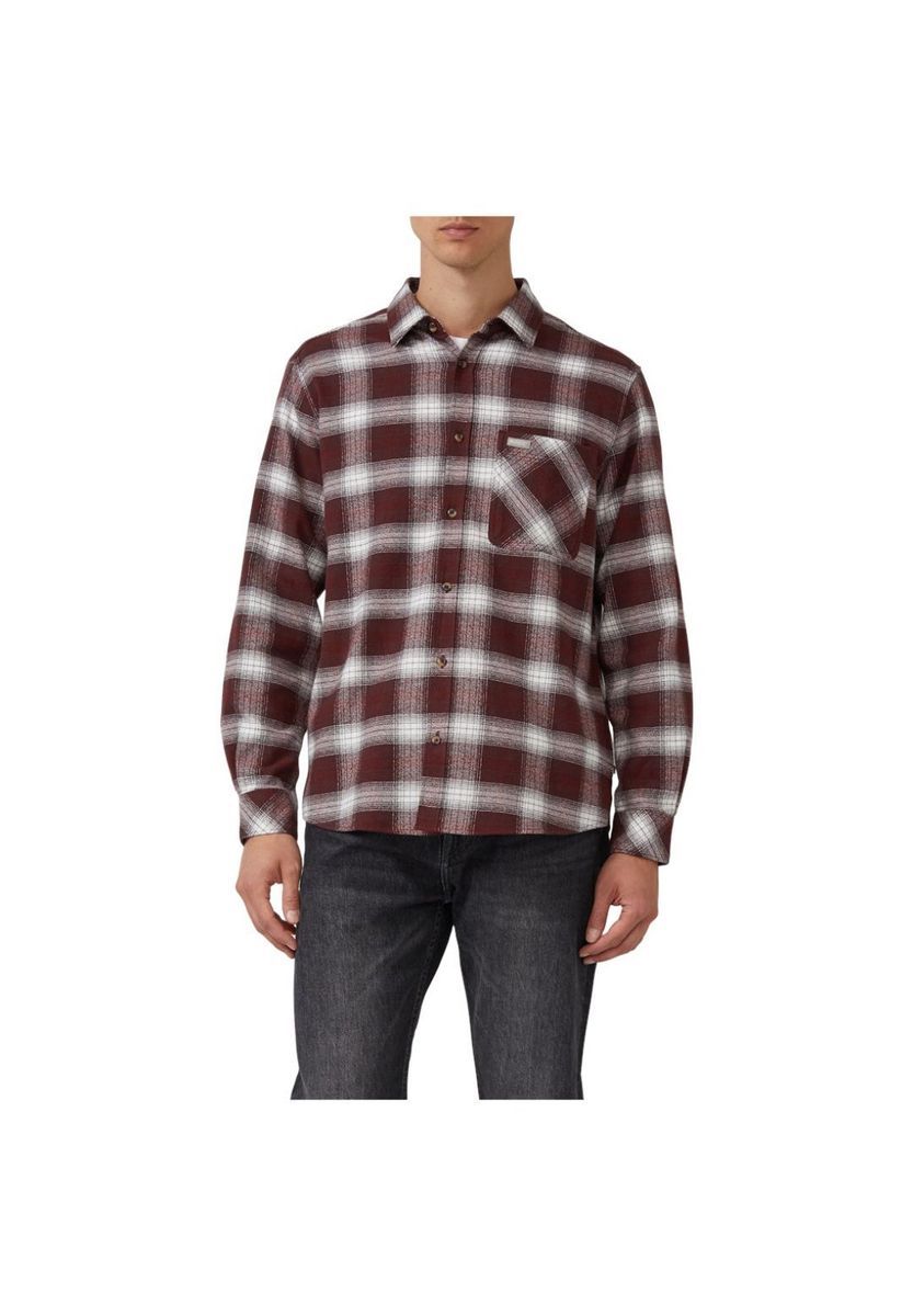 Burgundfarbenes Flanellhemd aus Baumwolle mit Karomuster