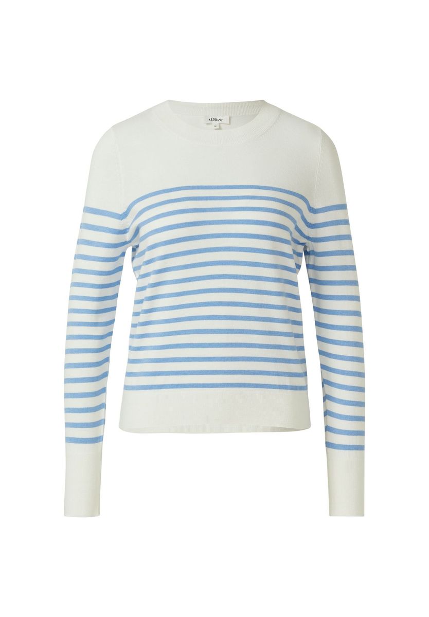 Gestreifter Strickpullover mit Rundhalsausschnitt