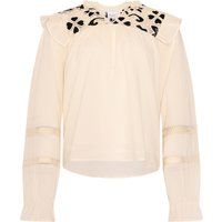 Rüschenbluse mit bestickter Passe