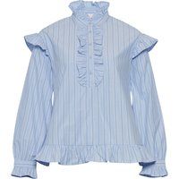 Gestreifte Popeline-Bluse mit Rüschen