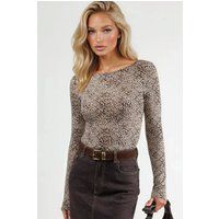 Leopardenmuster Bluse mit Rückenausschnitt