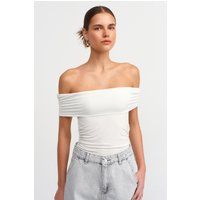 Schulterfreies Bodycon-Top mit Raffungen