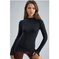 Schmal geschnittenes Funnel-Neck-Jerseyoberteil