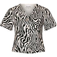 Zebramuster Denimbluse mit V-Ausschnitt