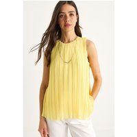 Ärmellose Plissee-Chiffonbluse