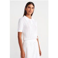 Strukturierte Spitzenstrick-Polo-Bluse
