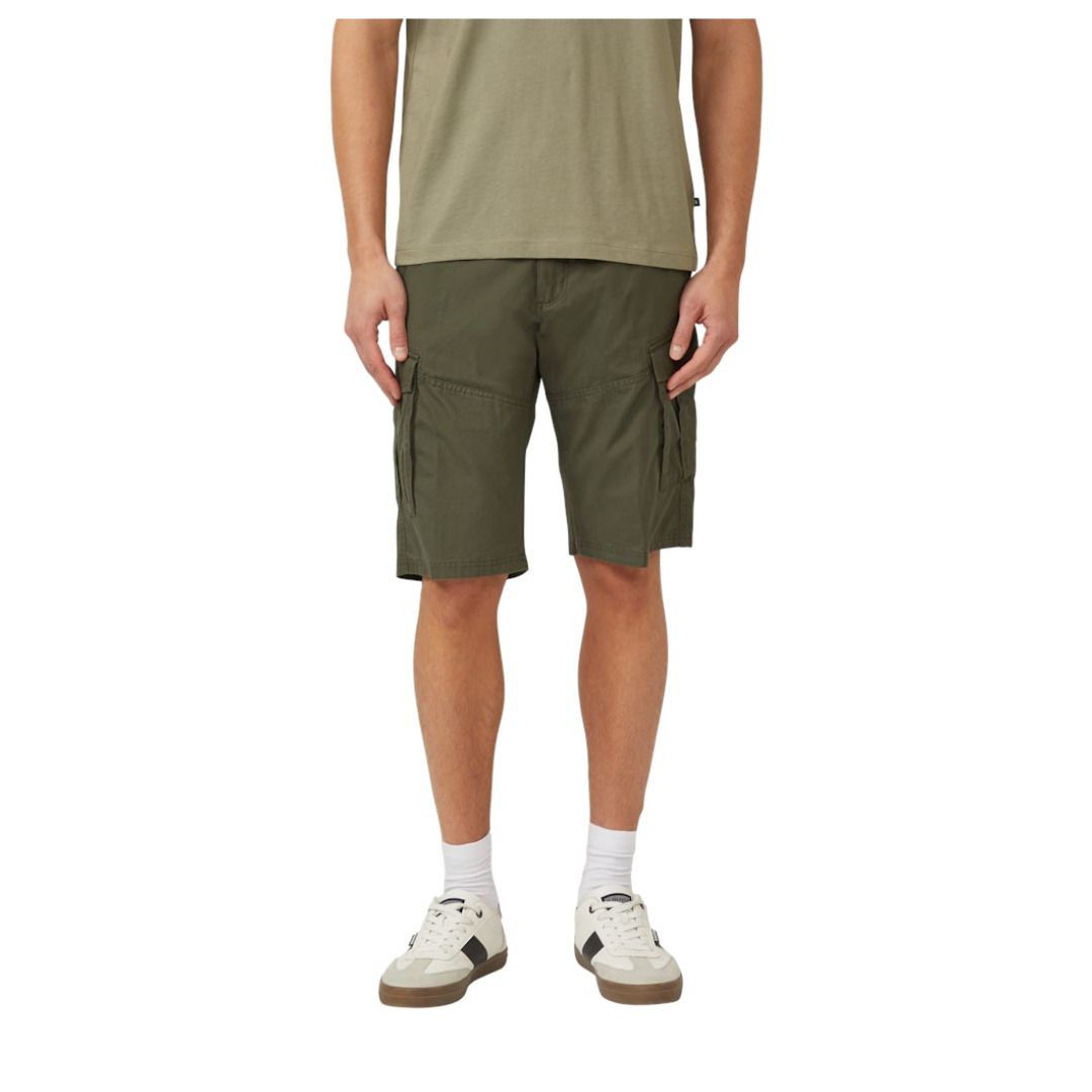 Olive grüne Baumwoll-Cargo-Shorts
