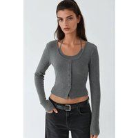 Geripptes Cardigan- und Halter-Set