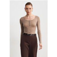 Körpernahes Henley-Top aus Wolle