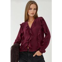Romantische Bluse mit Rüschen-Tippet-Kragen