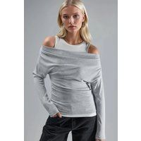 Lagen-Strickbluse mit Carmen-Ausschnitt