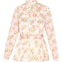Florale Chiffon-Bluse mit Gürtel