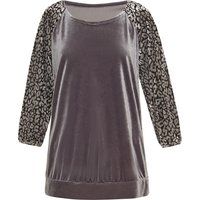 Samt-Top mit Leopard-Ärmeln