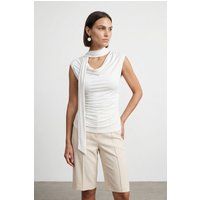 Ärmellose Jersey-Bluse mit Wasserfallausschnitt