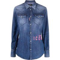 Western-Jeanshemd mit Icon-Print