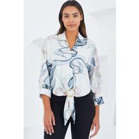Bluse mit Rauchprint und Ringdetail