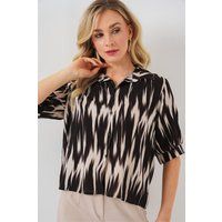 Cropped-Hemd mit abstraktem Ikat-Muster