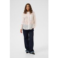 Transparente Bluse mit Blumenstickerei