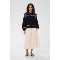 Bestickte Oversize-Bluse mit Borten