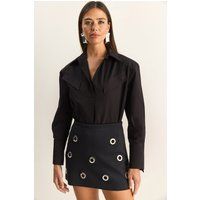 Popeline-Hemdbluse mit Western-Klappen