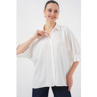 Oversized Leinenmix-Hemd mit Schleife