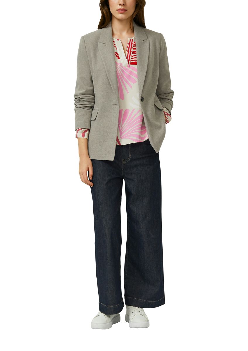 Bedruckte Langarm Bluse mit Schlitz