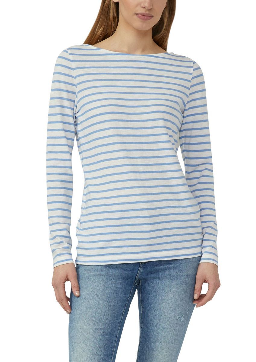 Gestreiftes Langarm Baumwoll-Top