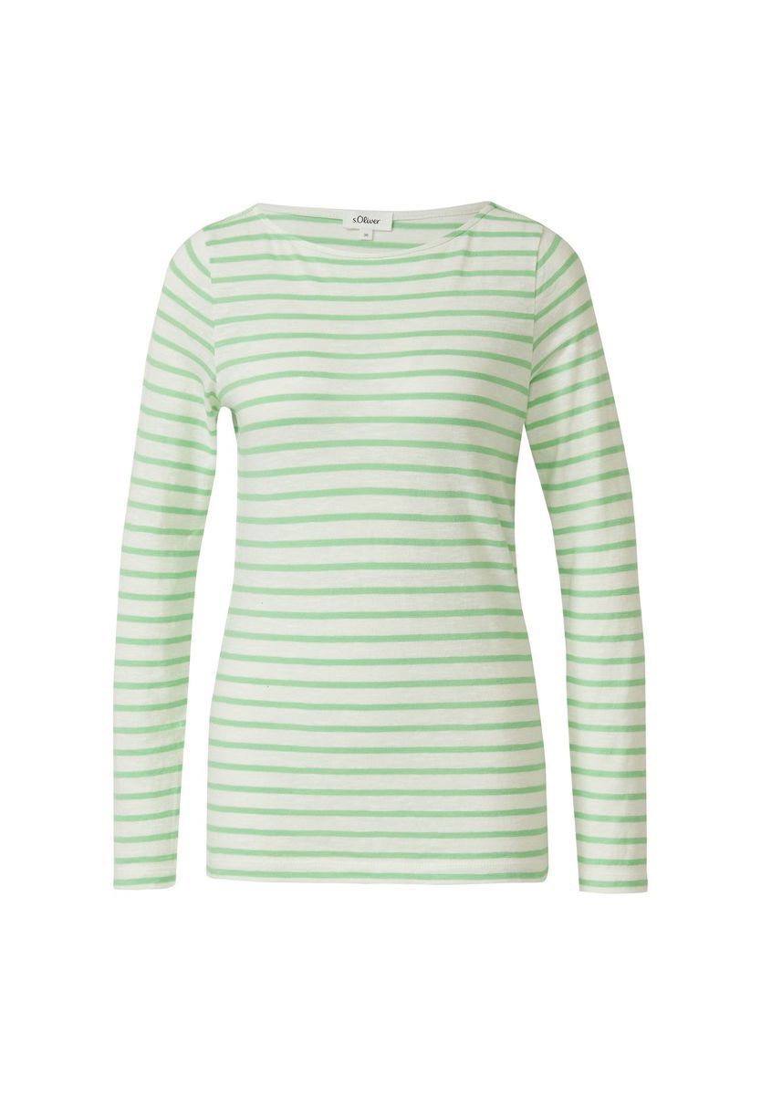 Gestreiftes Langarm Baumwollshirt