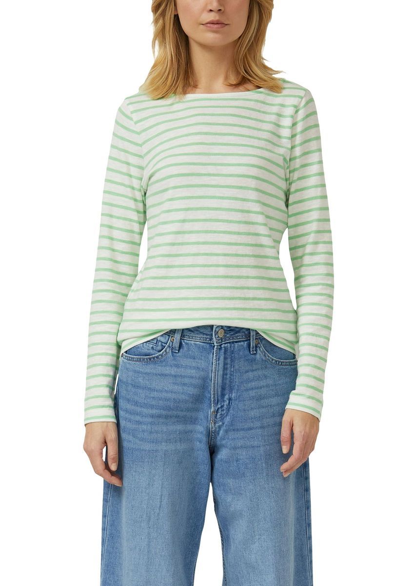 Gestreiftes Langarm Baumwollshirt