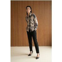 Gewebtes Satin-Hemd mit Schlangenprint