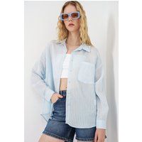 Gestreiftes Oversize-Transparenz-Hemd