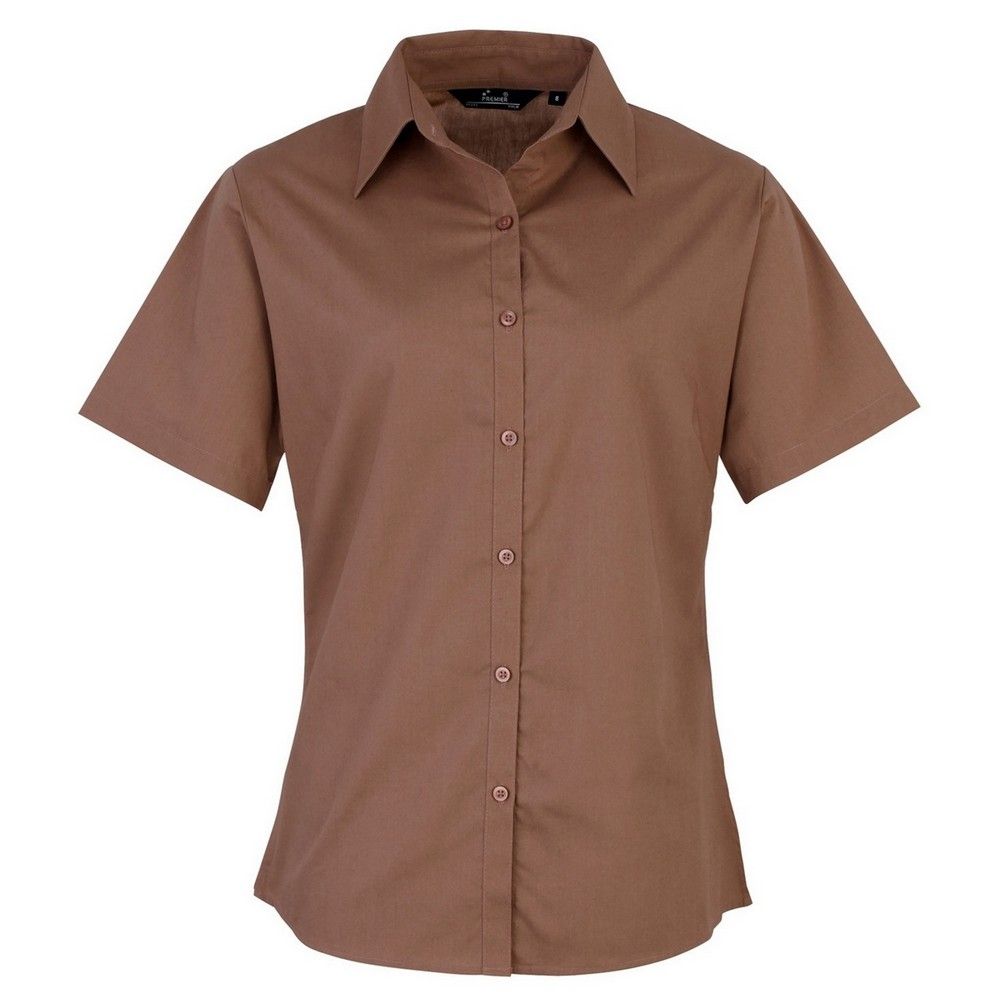 Taillierte Kurzarm-Popeline-Bluse