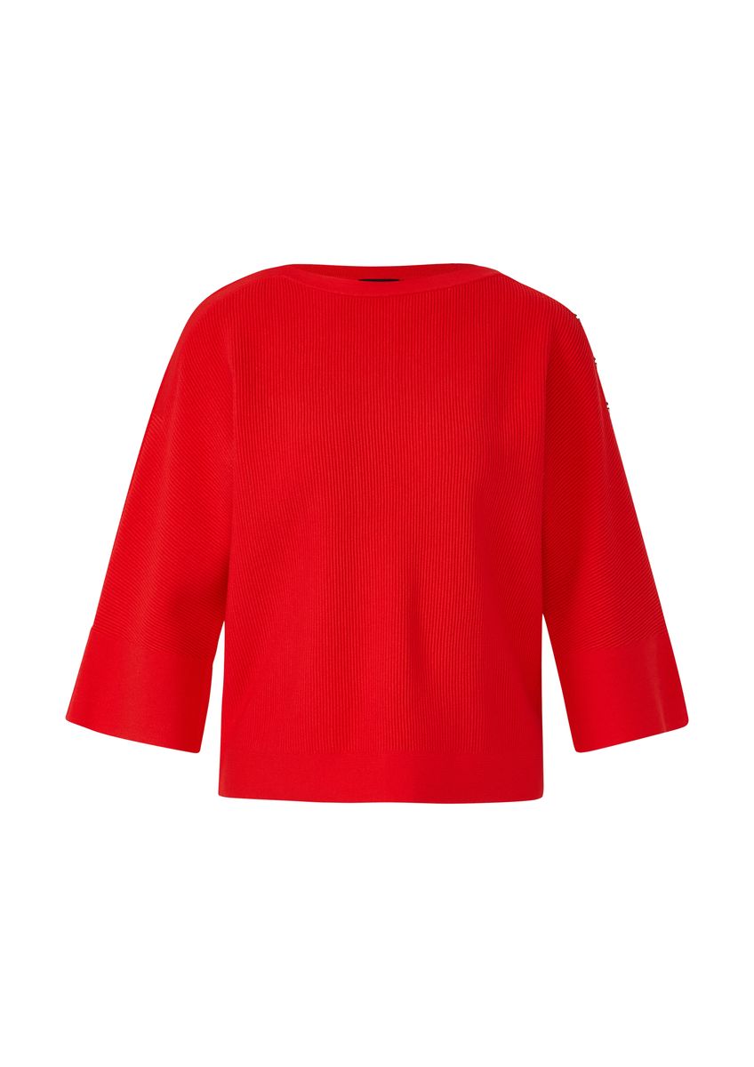 Rotes, geripptes, kastenförmiges Strickoberteil